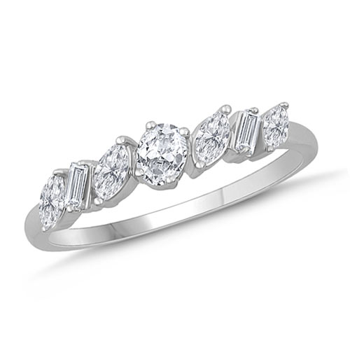 14k White Gold 1/2 ct tw Diamond Medley Ring
