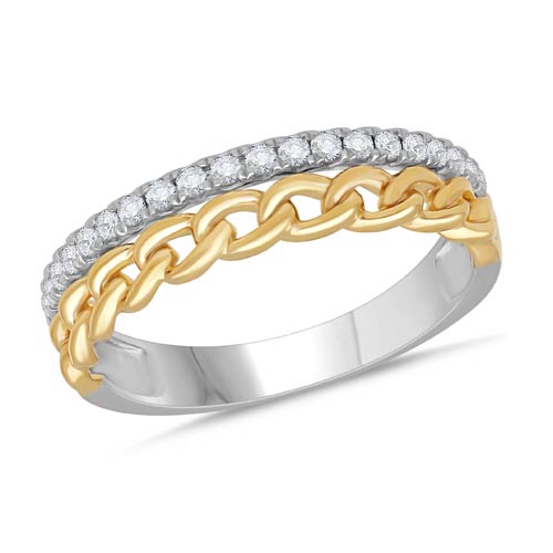 14k Two-tone Gold 1/4 ct tw Diamond Link Ring