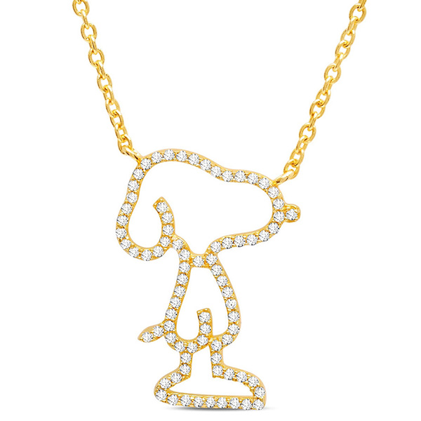 Gold-plated Sterling Silver Snoopy Pave Silhouette Necklace