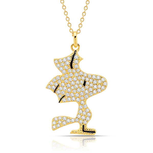 Gold-plated Sterling Silver Woodstock Pave CZ Necklace