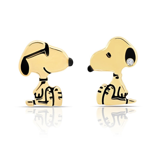 Gold-plated Sterling Silver Cool Snoopy Earrings