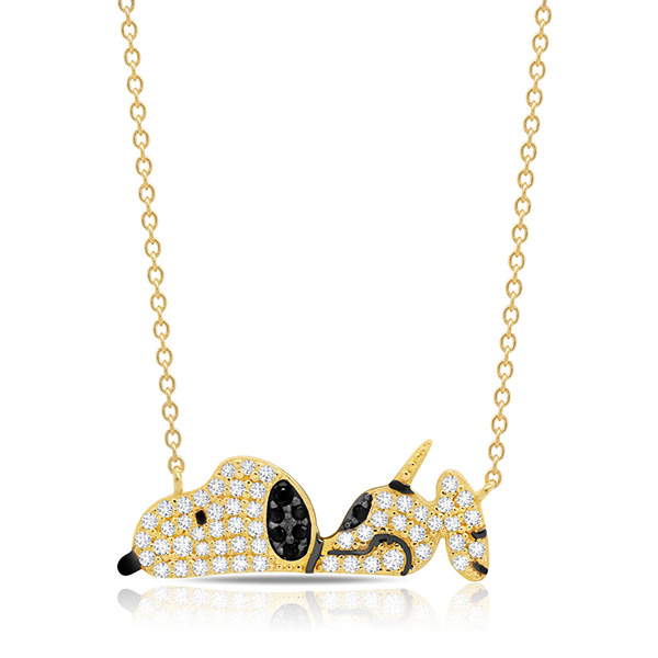 Gold-plated Sterling Silver Snoopy Laying Down Necklace