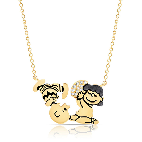 Gold-plated Sterling Silver Lucy and Charlie Brown Football Necklace