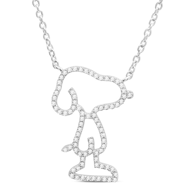 Sterling Silver Snoopy Pave Silhouette Necklace