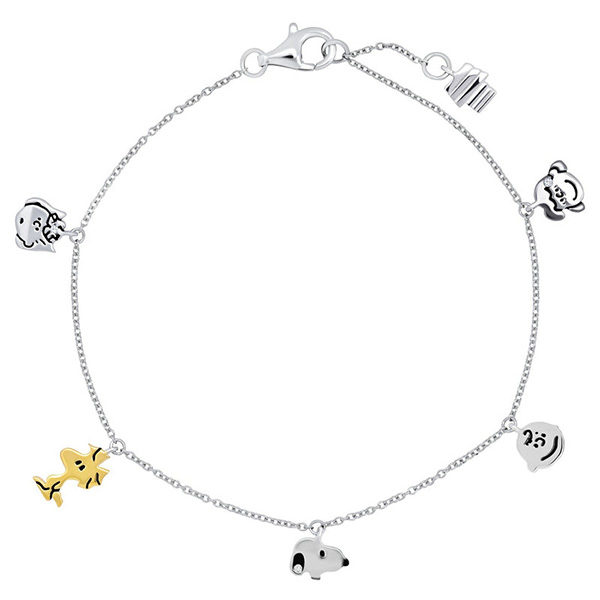 Sterling Silver Snoopy and Friends Charm Bracelet