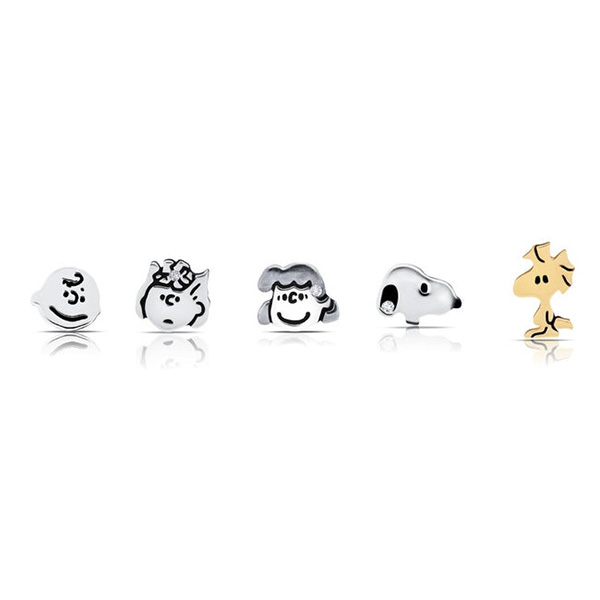 Sterling Silver Peanuts Gang Five Piece Earrings Set 
