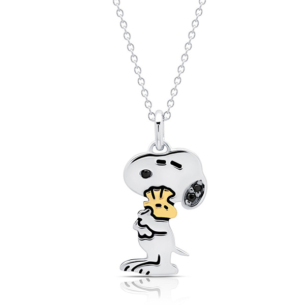 Sterling Silver Snoopy Hugs Woodstock Necklace