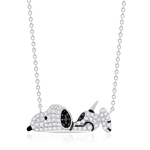 Sterling Silver Snoopy Laying Down Necklace