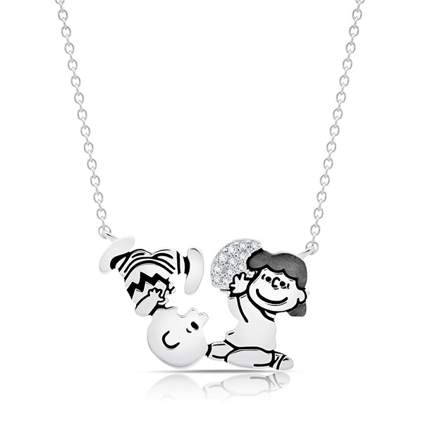 Sterling Silver Lucy and Charlie Brown Football Necklace