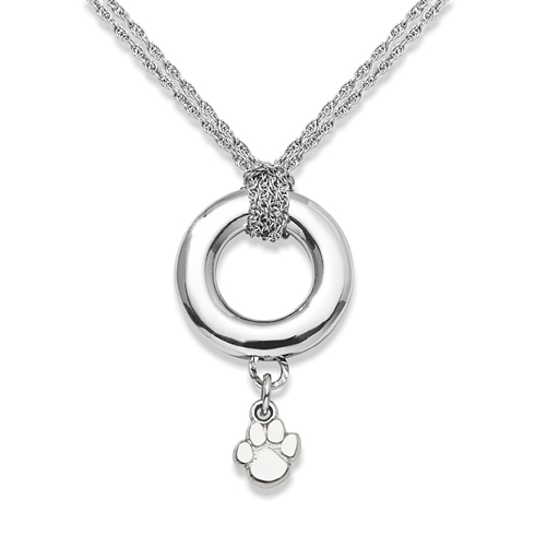 Sterling Silver 16in Clemson University Halo Necklace