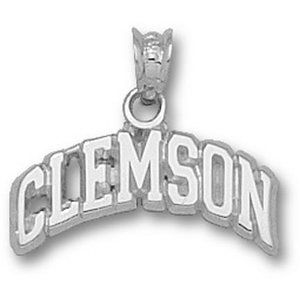 Sterling Silver 1/4in Clemson Tigers Arched Pendant
