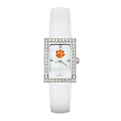 Clemson University Ladies Allure Watch White Leather Strap