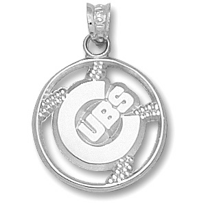 Sterling Silver 5/8in Chicago Cubs Baseball Pendant