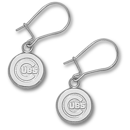 Sterling Silver Chicago Cubs Dangle Earrings 