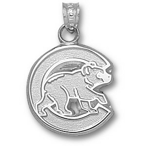 Sterling Silver 5/8in Chicago Cubs C Bear Pendant