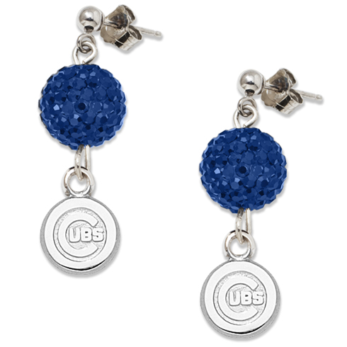 Sterling Silver Chicago Cubs Crystal Ovation Earrings
