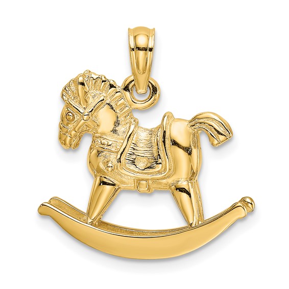 14k Yellow Gold Toy Rocking Horse Pendant