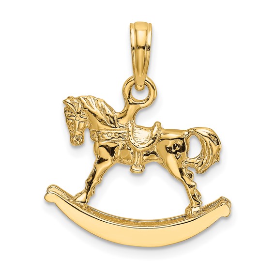 14k Yellow Gold 3-D Rocking Horse Pendant
