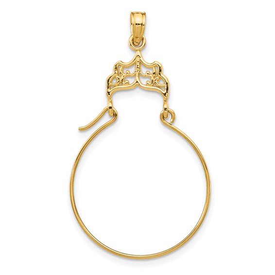 14k Yellow Gold Filigree Charm Holder Pendant