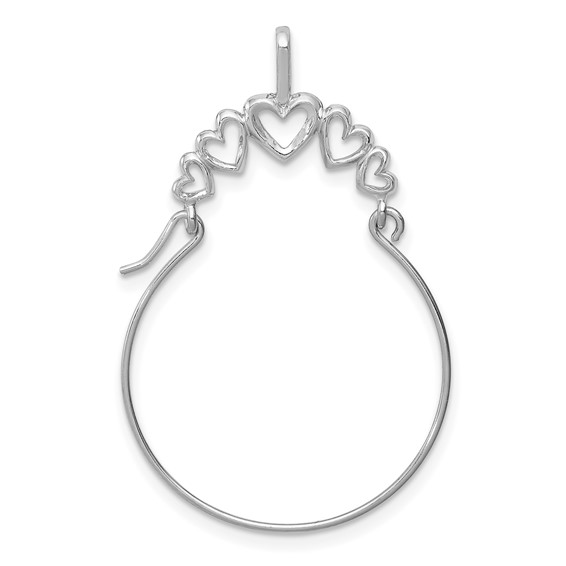 14k White Gold Charm Holder with Five Hearts