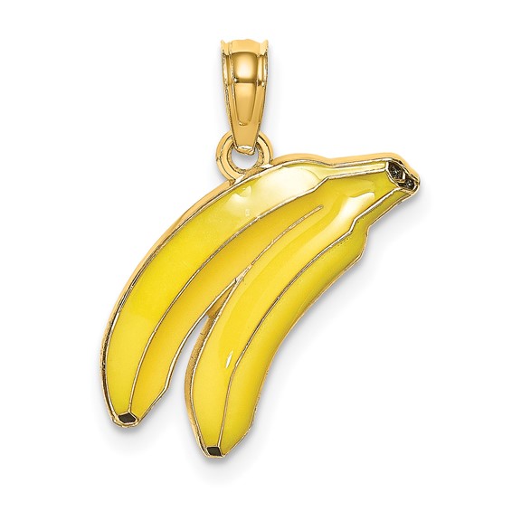 14k Yellow Gold 3/4in Bananas Pendant with Enamel