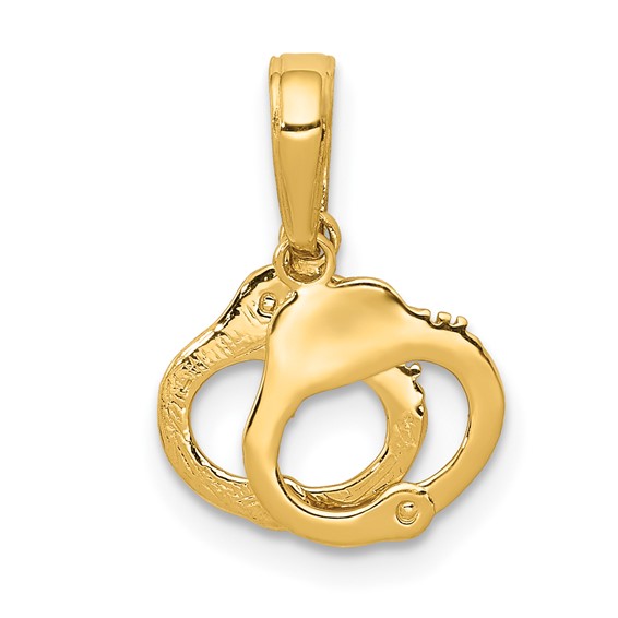 14k Yellow Gold Small Handcuffs Pendant
