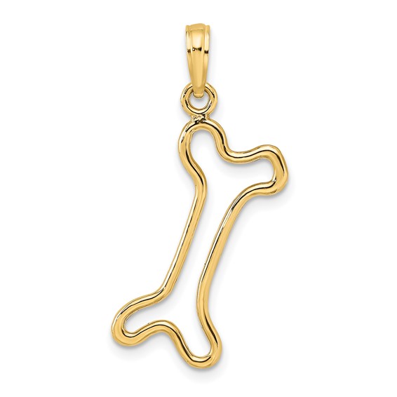 14k Yellow Gold Dog Bone Pendant 1in