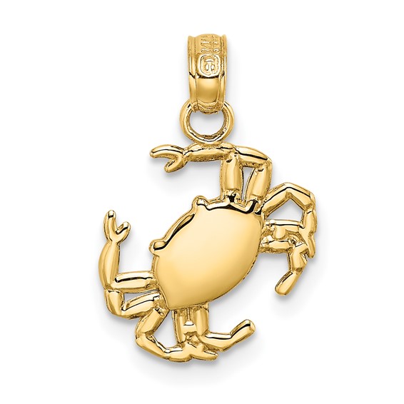14kt Yellow Gold 5/8in 2-D Crab Pendant