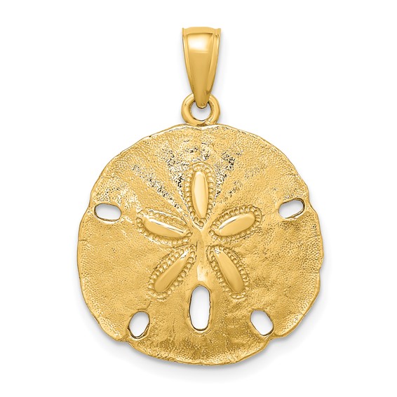 14kt Yellow Gold 3/4in Beveled Sand Dollar Pendant
