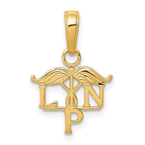 14k Yellow Gold 1/2in LPN Nurse Charm