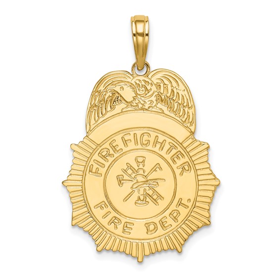 14k Yellow Gold Firefighter Fire Dept Eagle Pendant