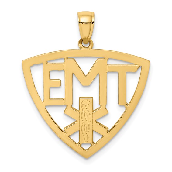 14k Yellow Gold 1in EMT Logo Pendant