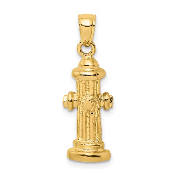 14k Yellow Gold 1in Fire Hydrant Pendant