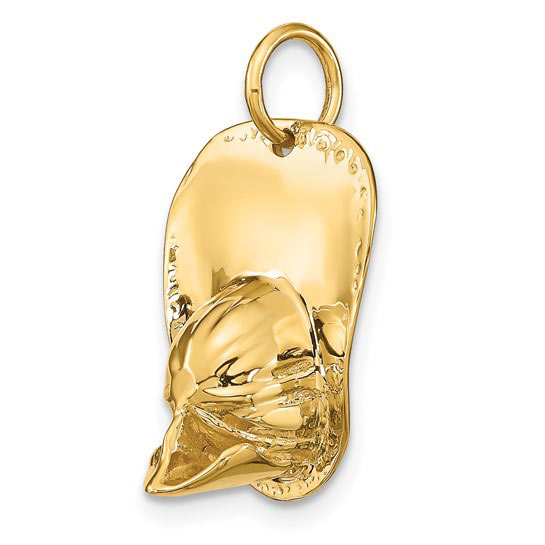 14k Yellow Gold 3/4in 3-D Firefighter Helmet Pendant