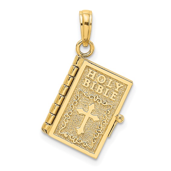 14kt Yellow Gold Holy Bible Book Pendant