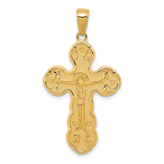 14kt Yellow Gold 1in Conqueror's Crucifix Pendant