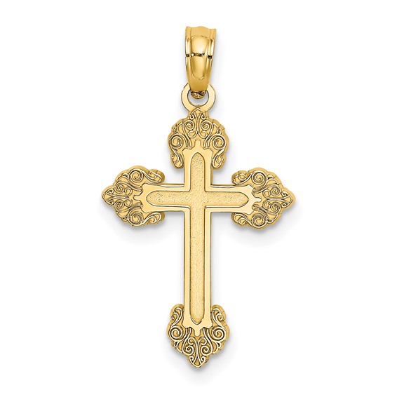 14kt Yellow Gold 5/8in Cross Pendant with Scroll Tips 