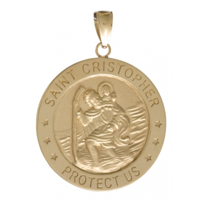 14kt Yellow Gold 3/4in Saint Cristopher Medal