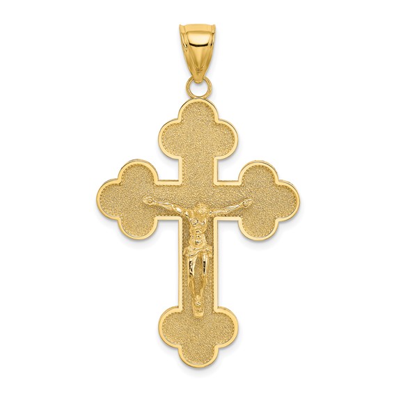 14kt Yellow Gold 1 3/8in Spade Crucifix Pendant