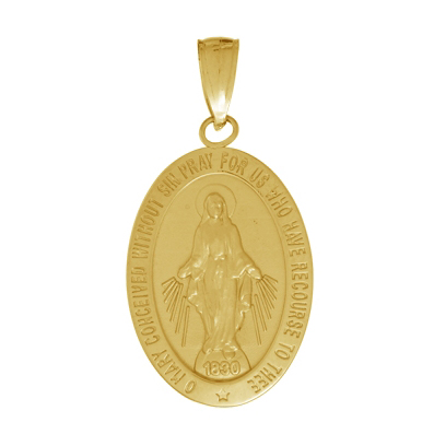 14kt Yellow Gold 5/8in Miraculous Medal Pendant