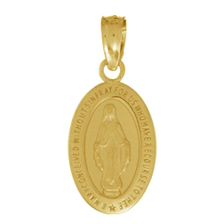 14kt Yellow Gold 3/8in Oval Miraculous Medal Pendant