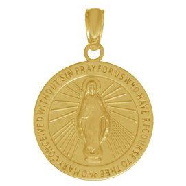 14kt Yellow Gold 12mm Round Miraculous Medal