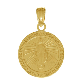 14kt Yellow Gold 1/2in Round Miraculous Medal 