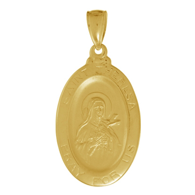 27mm Saint Theresa Medal Pendant 14kt Yellow Gold