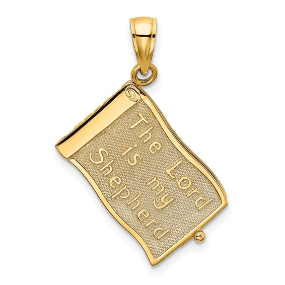 14k Yellow Gold 16mm The Lord is My Shepherd Book Pendant