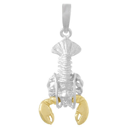Sterling Silver 1in Lobster Pendant with 14kt Gold Accents