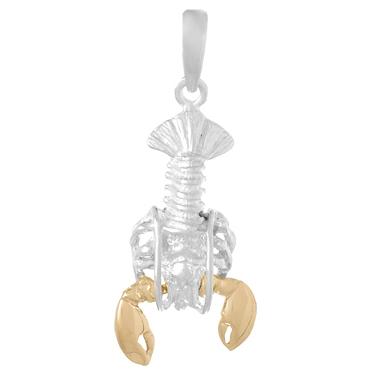 Sterling Silver 1in Lobster Pendant with 14kt Rose Gold