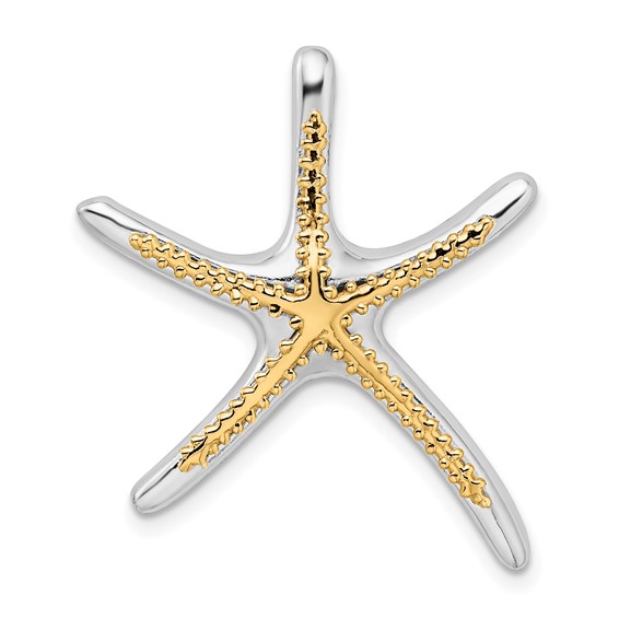 Sterling Silver 1 1/8in Starfish Pendant with 14kt Gold Accent