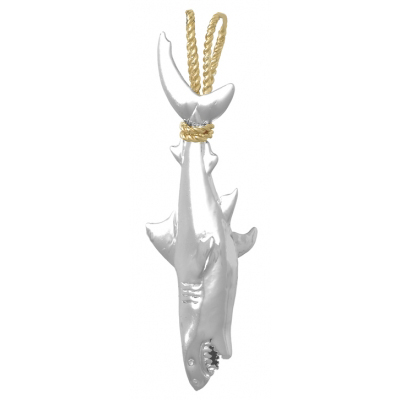 Sterling Silver 2in Shark Pendant with 14kt Gold Rope