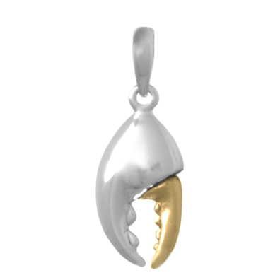 Sterling Silver Crab Claw Pendant with 14k Gold Pincher